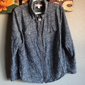 Michael Kors blouse / jacket size XL , navy blue, zipper at the front.